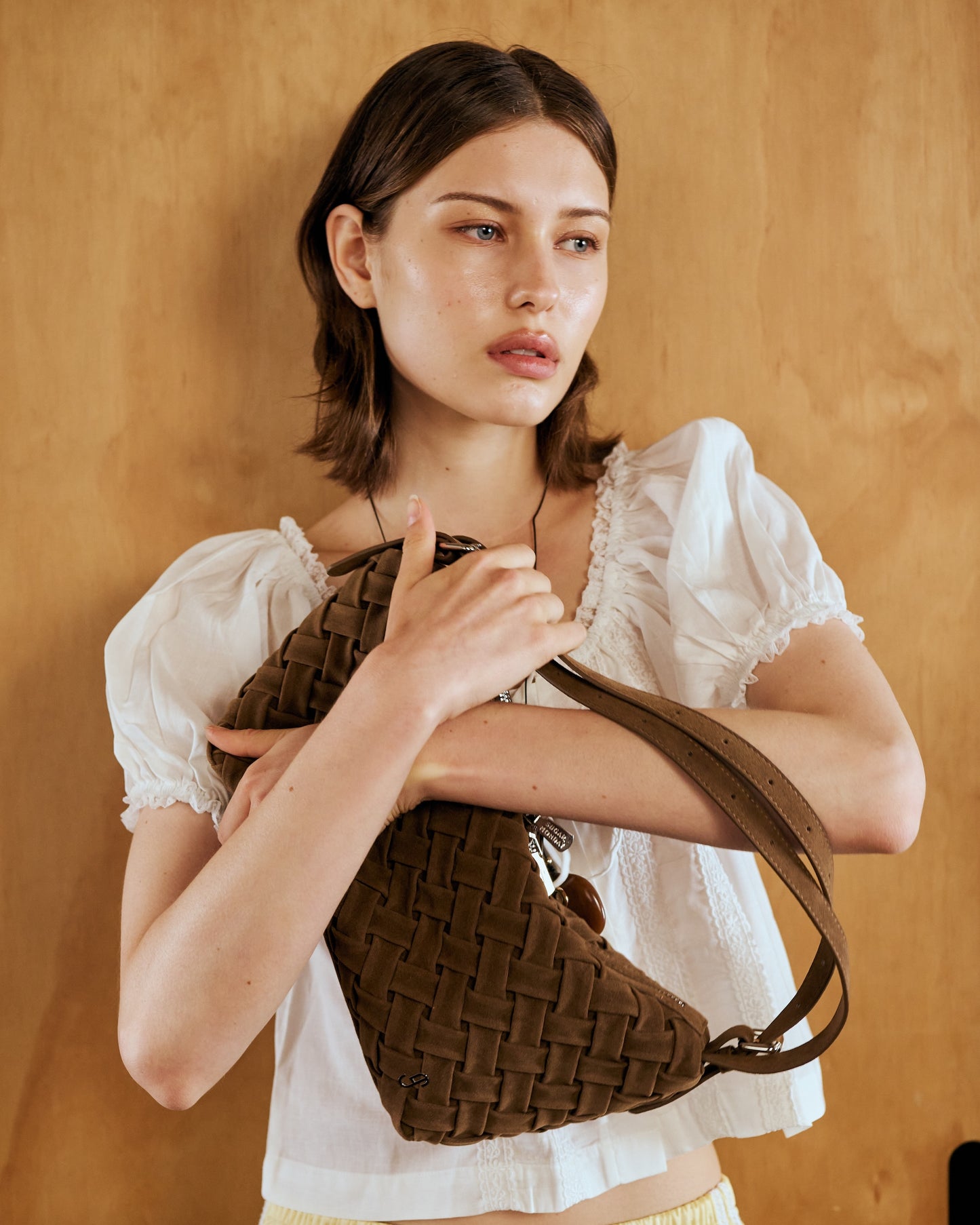 FLYNN BAG - WOOD (FAUX SUEDE)