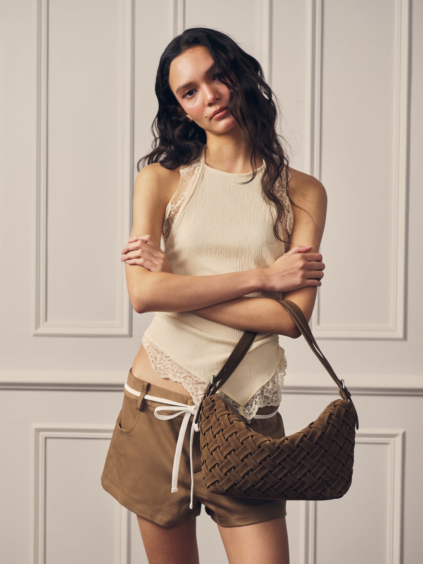 FLYNN BAG - WOOD (FAUX SUEDE)