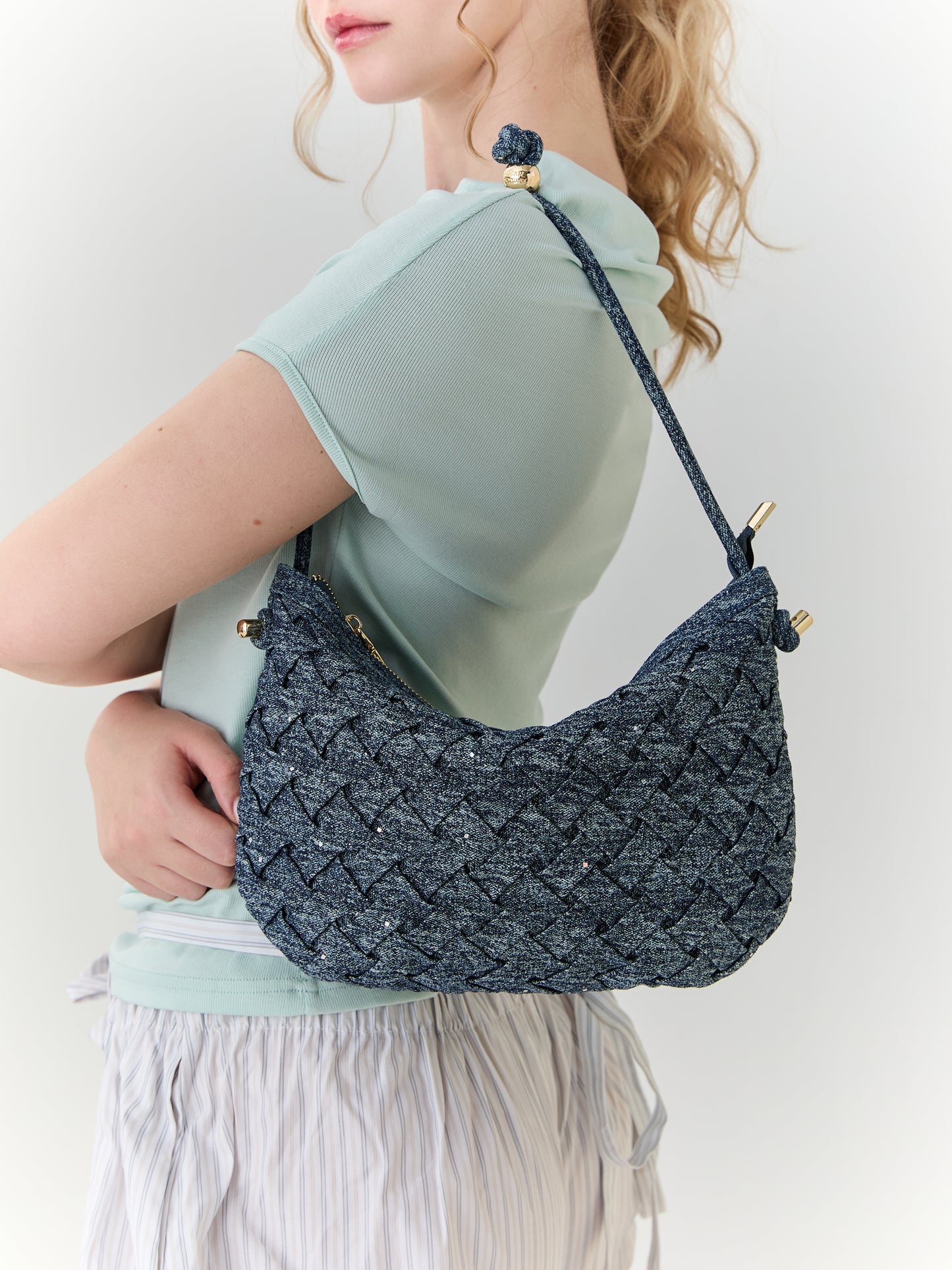 PLEAT-GLTTER DENIM