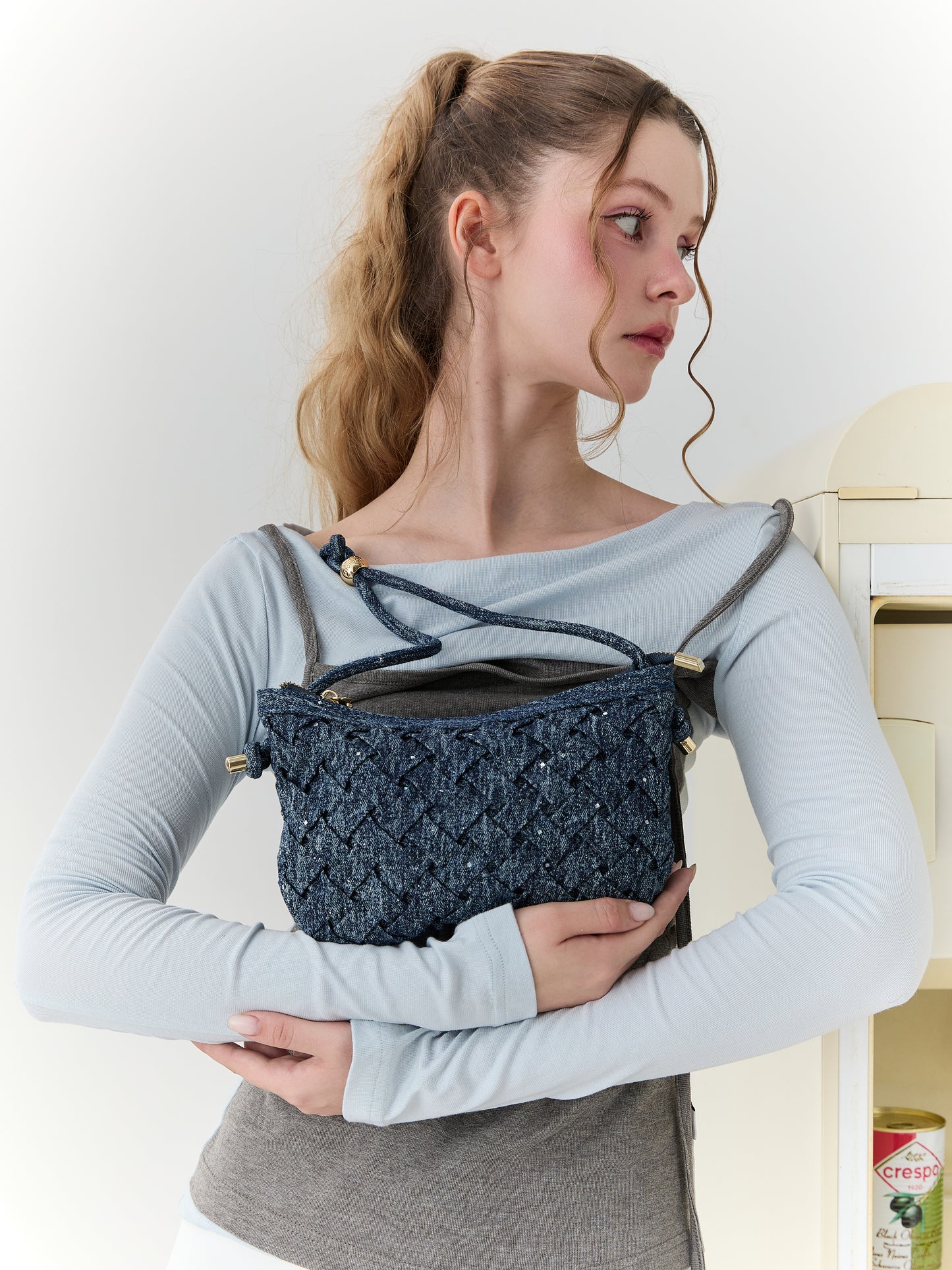 PLEAT MINI - GLITTER DENIM