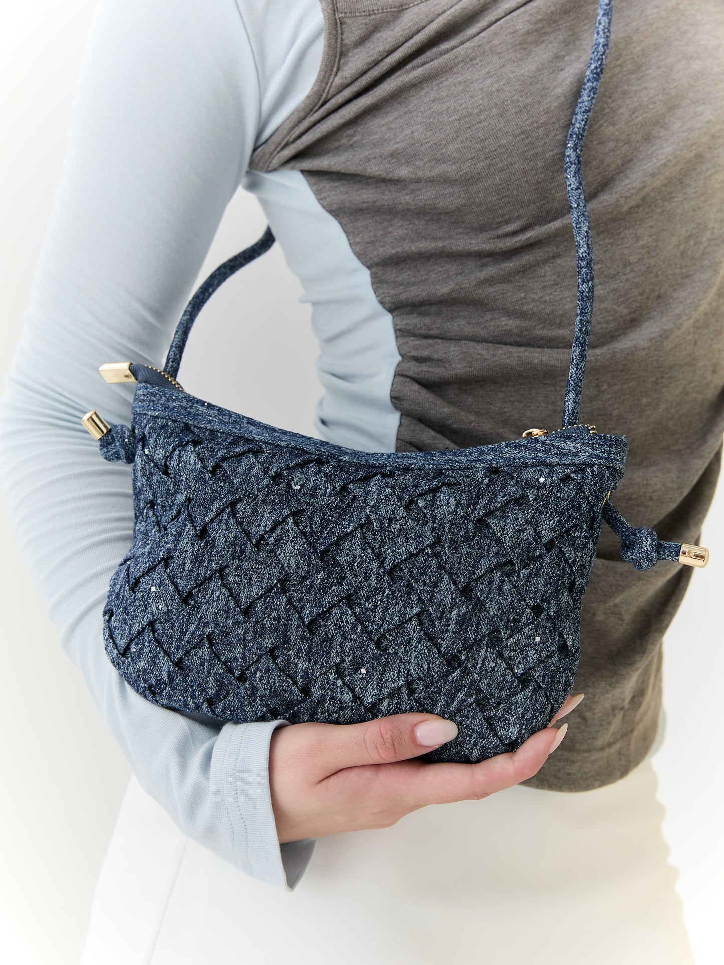 PLEAT MINI - GLITTER DENIM