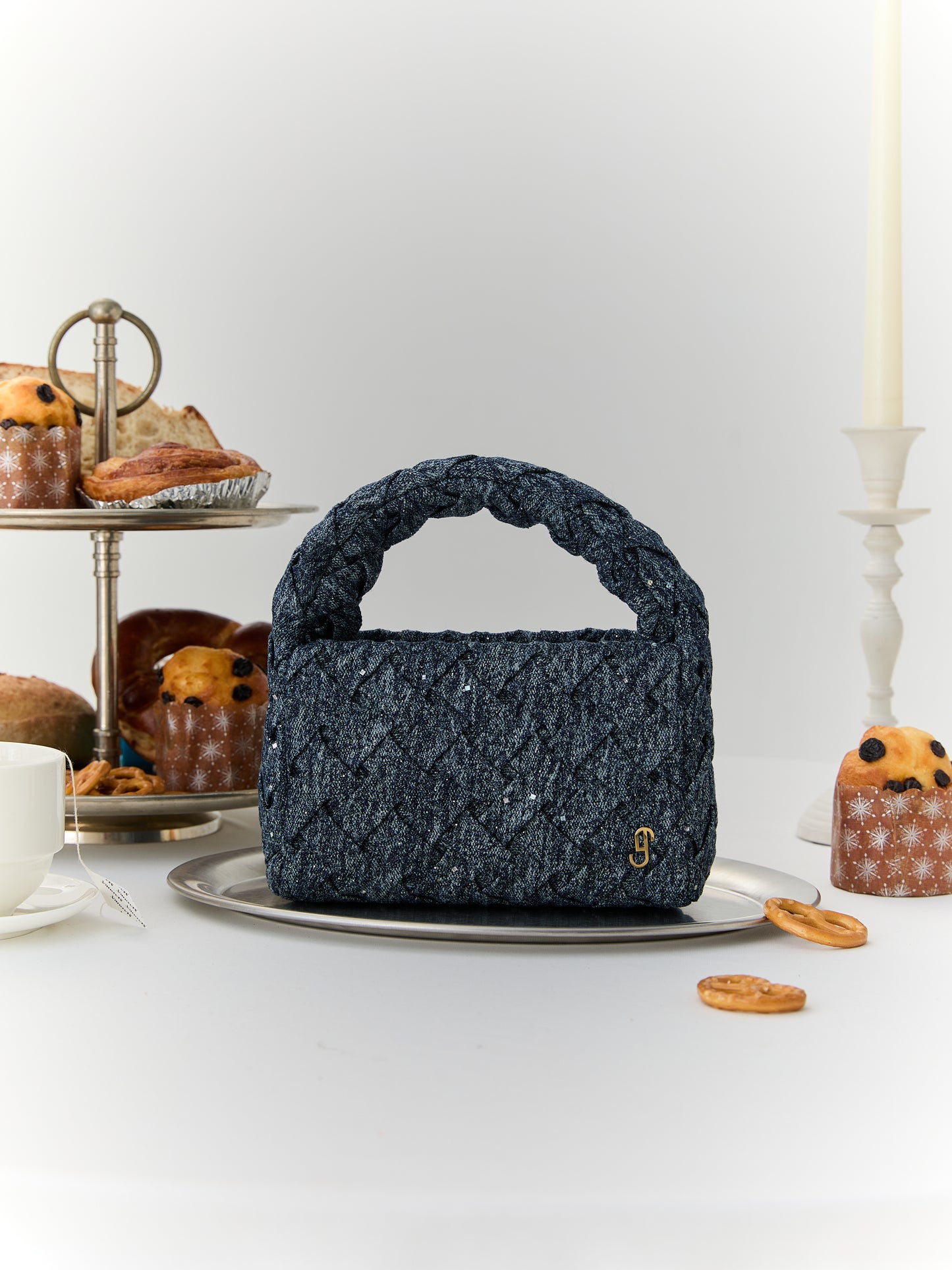 MINI PARIS HANDBAG - GLITTER DENIM