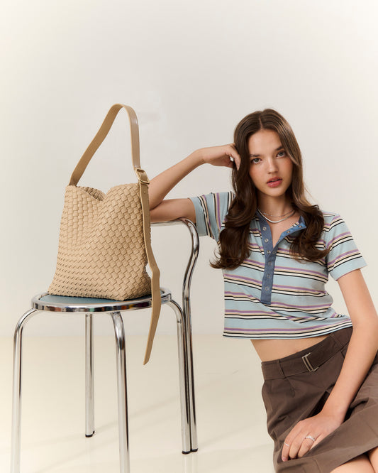 BROOKLYN BUCKLE TOTE - MILK TEA